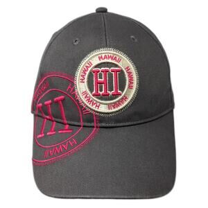 HI Hawaii Strapback Baseball Cap Gray One Size Embroidered Robin Ruth